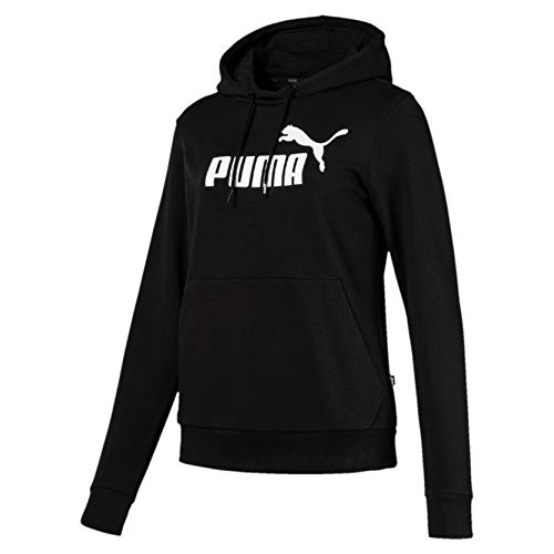 PUMA ESS Logo FL Sudadera, Mujer, Cotton Black, L