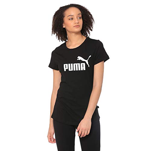 PUMA ESS Logo tee T-Shirt, Mujer, Cotton Black, L