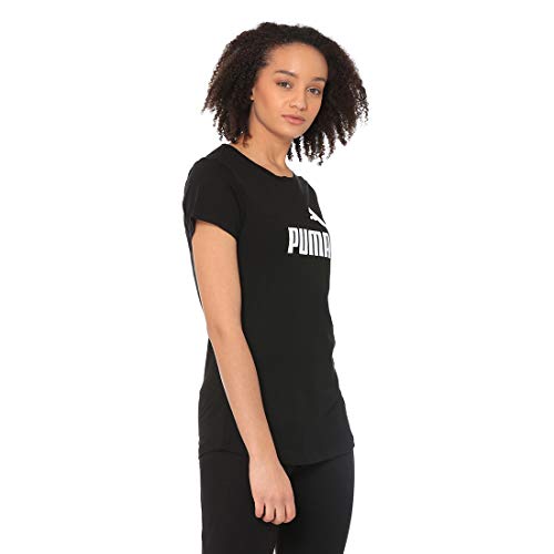 PUMA ESS Logo tee T-Shirt, Mujer, Cotton Black, L