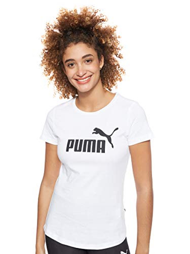 PUMA ESS Logo tee T-Shirt, Mujer, Puma White, M