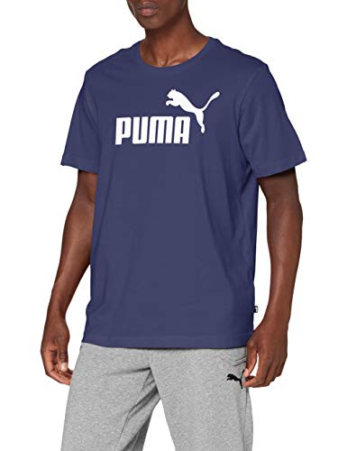 PUMA Essentials SS M tee Camiseta de Manga Corta, Hombre, Azul (Peacoat)