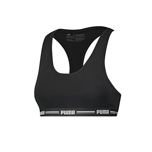 PUMA Iconic Racer Back Bra 1P Ropa Interior, Mujer, Negro, Medium