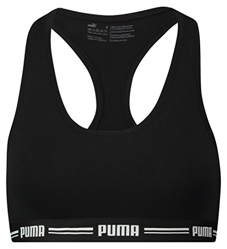 PUMA Iconic Racer Back Bra 1P Ropa Interior, Mujer, Negro, Medium