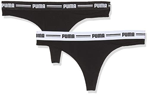 Puma Iconic String 2P Packed Ropa Interior, Mujer, Negro, Extra-Large