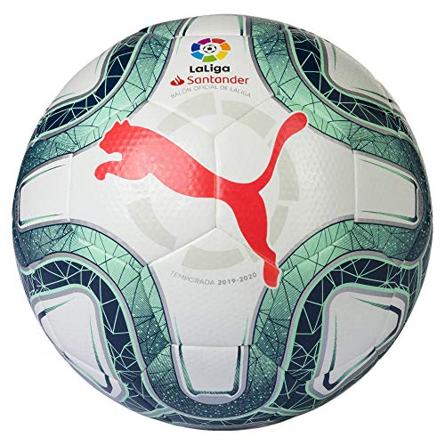 Puma Laliga 1 Hybrid Balón de Fútbol, Unisex Adulto, Gris White-Green Glimmer-Nrgy Red, 5