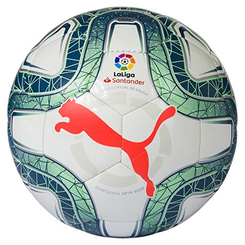 PUMA LaLiga 1 Mini Balón de Fútbol, Adultos Unisex, White-Green Glimmer-Nrgy Red, Mini