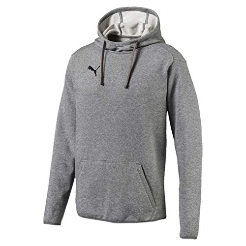 PUMA LIGA Casuals Hoody Sweatshirt, Hombre, Medium Gray Heather-Puma Black, S