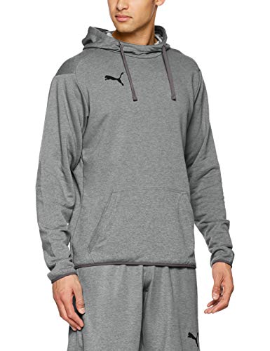 PUMA LIGA Casuals Hoody Sweatshirt, Hombre, Medium Gray Heather-Puma Black, S