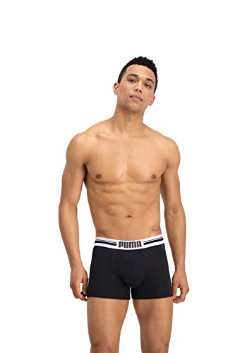 Puma Placed Logo - Pack de 2 bóxers para hombre, color negro, talla L