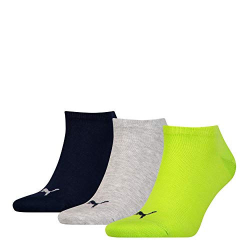 Puma PUMA UNISEX SNEAKER PLAIN 3P, Calcetines Unisex adulto, pack de 3, Amarillo (Lime Punch 064), 43/46 (Talla del fabricante: 043)