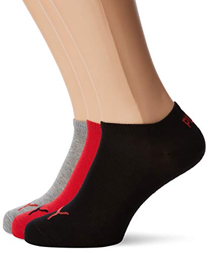 Puma PUMA UNISEX SNEAKER PLAIN 3P, Calcetines Unisex adulto, pack de 3, Multicolor (Black/Red 232), 43/46 (Talla del fabricante: 043)