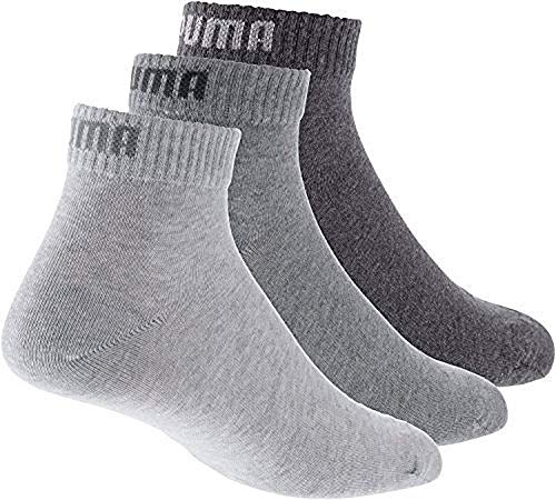 Puma Quarter Plain, Calcetín Unisex Adulto, Gris (Anthraci/L Mel Grey), 43-46, (Pack de 3)