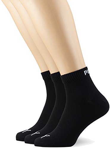 Puma Quarter Plain, Calcetín Unisex Adulto, Negro (Black), 39-42, (Pack de 3)