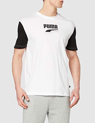 PUMA Rebel Block tee Camiseta, Hombre, Puma White, L