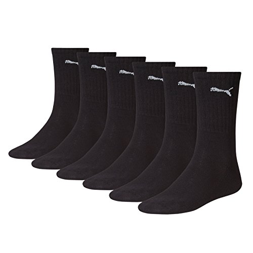 Puma Sport Cush Crew 6P, Calcetines Unisex, Paquete de 6, Negro (Black), EU 39-42