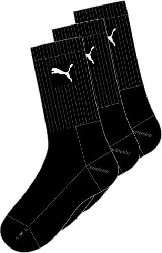 Puma Sports Socks - Calcetines de deporte para hombre, color negro, talla 43-46, 3 unidades