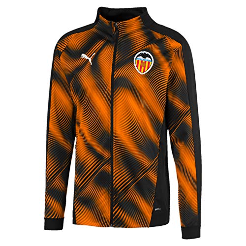 Puma Valencia CF Stadium Jacket Chaqueta De Entrenamiento, Hombre, Negro Black-Vibrant Orange, L