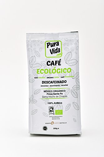Pura Vida Café Ecológico Descafeinado Molido - 4 Paquetes de 250 gr - Total: 1000 gr