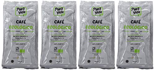 Pura Vida Café Ecológico Natural Molido - 4 Paquetes de 250 gr - Total: 1000 gr
