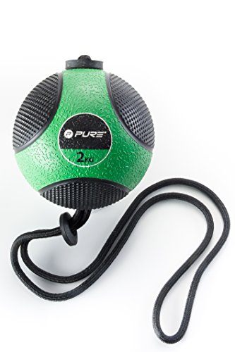 Pure2Improve p2i110070 balón de Ejercicio con Cuerda Unisex, Verde/Negro, 2 kg