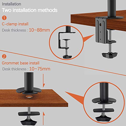 PUTORSEN® Soporte de Doble Brazo de Escritorio Ajustable, para Pantalla de Monitor de TV, LCD y computadora de13-32, con Capacidad de Carga de 17,6 lbs para Cada Monitor