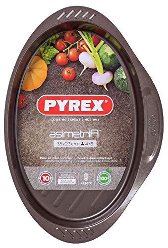 Pyrex Fuente Oval 35X23Cm Asimetria, Acero, Negro, 2.31 cm