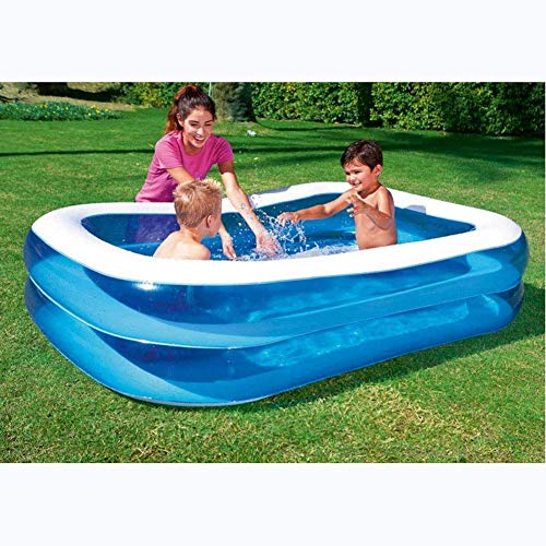 Qazxsw Piscina Inflable para niños fácil de Montar Cama Flotante Piscina para niños Transparente Engrosada Azul y Blanca