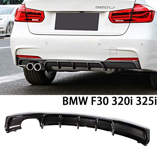 QCHCHUN Alerón difusor Trasero del Coche paraBMW F30 320i 325i 328i M Deporte 2012-2017 Parachoques Trasero Difusor de Labios Trasero Spoiler,Fibra de Carbon,Fibra de Carbon