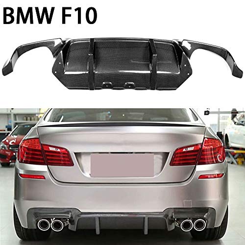 QCHCHUN Difusor Trasero de Coche para BMW F10 5 Series M5 Sedan 2012-2017 Gris FRP Fibra de Carbono CF alerón de Parachoques Trasero Inferior, Escape Doble Dos Salidas