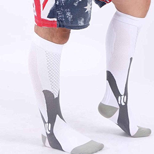 Qimao 1 paio Unisex del ginocchio Alta compressione Calcio calze Lunghe gamba di sostegno Stretch Calze Outdoor Basketball Calze
