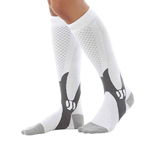 Qimao 1 paio Unisex del ginocchio Alta compressione Calcio calze Lunghe gamba di sostegno Stretch Calze Outdoor Basketball Calze