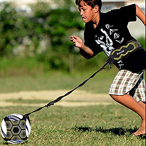 QIMEI-SHOP Fútbol Trainer, Equipo de entrenamiento de fútbol Manos libres Práctica en solitario con cinturón Cuerda elástica Universal Se adapta a # 3# 4# 5 balones de fútbol para niños Adultos