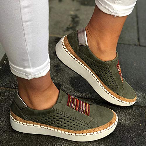 Qingsiy Zapatillas Deportivas de Mujer Gimnasio Fitness Correr Ligero Comodos Respirable Zapatillas sin Cordones con Punta Redonda y Punta Redonda para Mujer