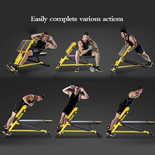 Qinmo Formación de fuerza Pesas Barbell conjunto amarillo de múltiples funciones de fitness Silla Abdominales Home Fitness Equipment Dumbbell Bench, Home Fitness Equipment ajustable plano inclinado De