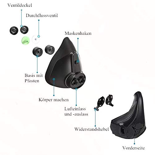 QISE Máscara de Entrenamiento Resistencia Respiración Oxígeno Sport Fitness Máscara 48 Niveles de Resistencia a la respiración e imitar el Entrenamiento a Gran Altura para Correr Ciclismo Fitness