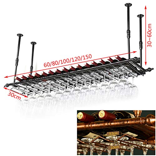 QM Estante para Vinos Colgante De Techo Creativo Estante para Vino Estante para Vino Colgador De Vidrio para Vino Vaso De Vino Boca Abajo Estante De Copa Retro Barra para Colgar Portavasos