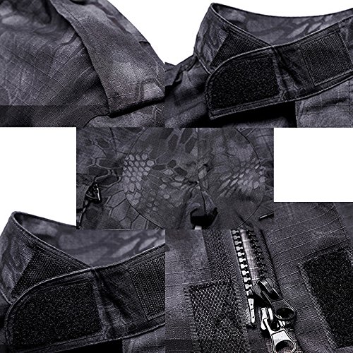 QMFIVE Tactical Woodland Camo Hombres BDU Combat Camiseta de Chaqueta y Pantalones Traje Woodland Camo para Juego de Guerra Ejército Militar Paintball Airsoft Tiro