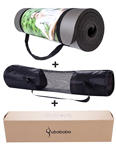 QUBABOBO Colchonetas de Yoga 15mm Gruesa Antideslizante Esterilla para Ejercicio Pilates Fitness Workout y Gimnasia con bolsa de transporte y correa