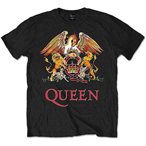 Queen Classic Crest Camiseta, Schwarz/Schwarz, S para Hombre