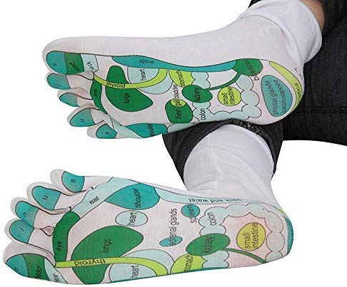 Qutuo Reflexología Calcetines, Individual Punta Diseño Far Oriente Curativo Principios Calcetín -para Fascitis Plantar -para Mujer / Hombre