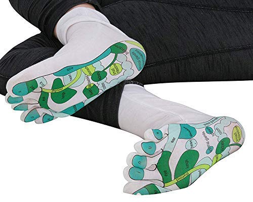 Qutuo Reflexología Calcetines, Individual Punta Diseño Far Oriente Curativo Principios Calcetín -para Fascitis Plantar -para Mujer / Hombre