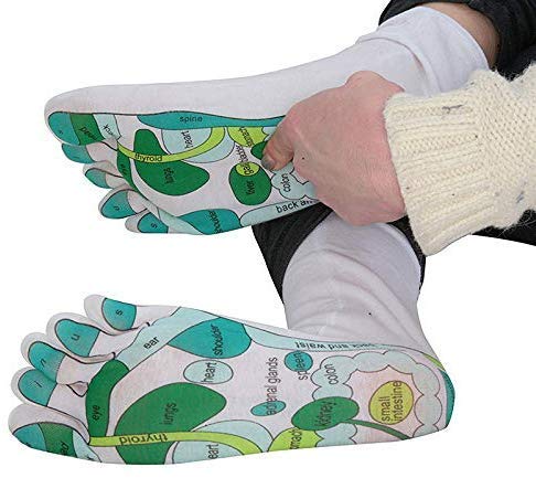 Qutuo Reflexología Calcetines, Individual Punta Diseño Far Oriente Curativo Principios Calcetín -para Fascitis Plantar -para Mujer / Hombre