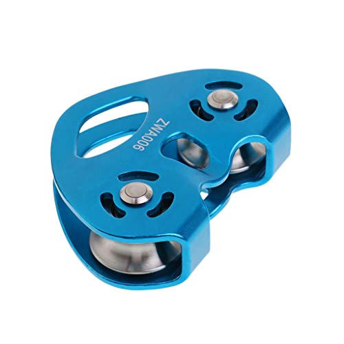 QYJ 30 kN Escalada Zip Line Cable Carretilla rápida Velocidad Doble Polea Doble Velocidad de la polea de la Cuerda de 13mm de Accesorios al Aire Libre - Azul (Color : Blue)