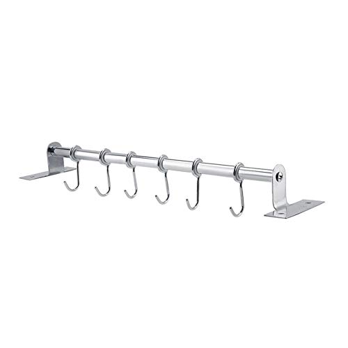 Rack de almacenamiento de pared, Rack de almacenamiento de acero inoxidable montado en la pared Organizador de gancho colgante para baño Cocina(6 ganchos)