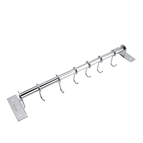 Rack de almacenamiento de pared, Rack de almacenamiento de acero inoxidable montado en la pared Organizador de gancho colgante para baño Cocina(6 ganchos)