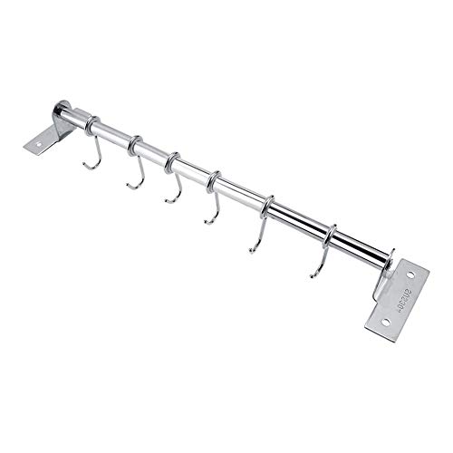 Rack de almacenamiento de pared, Rack de almacenamiento de acero inoxidable montado en la pared Organizador de gancho colgante para baño Cocina(6 ganchos)