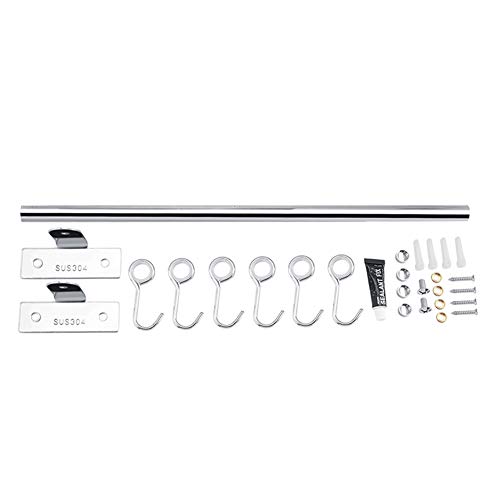 Rack de almacenamiento de pared, Rack de almacenamiento de acero inoxidable montado en la pared Organizador de gancho colgante para baño Cocina(6 ganchos)