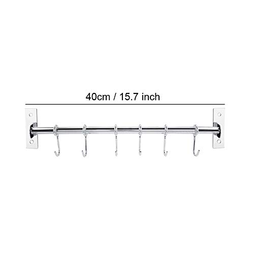 Rack de almacenamiento de pared, Rack de almacenamiento de acero inoxidable montado en la pared Organizador de gancho colgante para baño Cocina(6 ganchos)