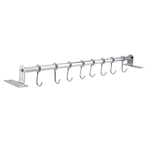 Rack de almacenamiento de pared, Rack de almacenamiento de acero inoxidable montado en la pared Organizador de gancho colgante para baño Cocina(8 ganchos)