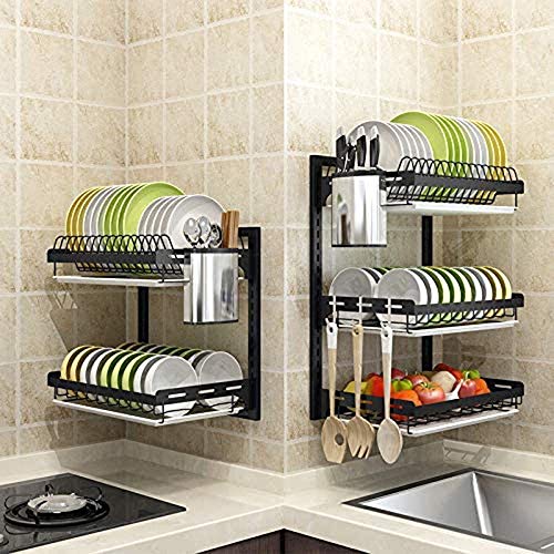 Racks de Cocina de Acero Inoxidable, Platos, desagües, Cuchillo de Cocina montado en la Pared, sin Perforaciones